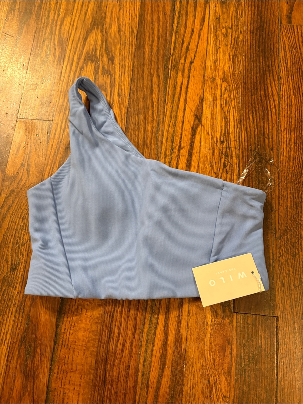 🎉NWT! WILO One-Shoulder Crop Top in Powder Blue Cobalt!
